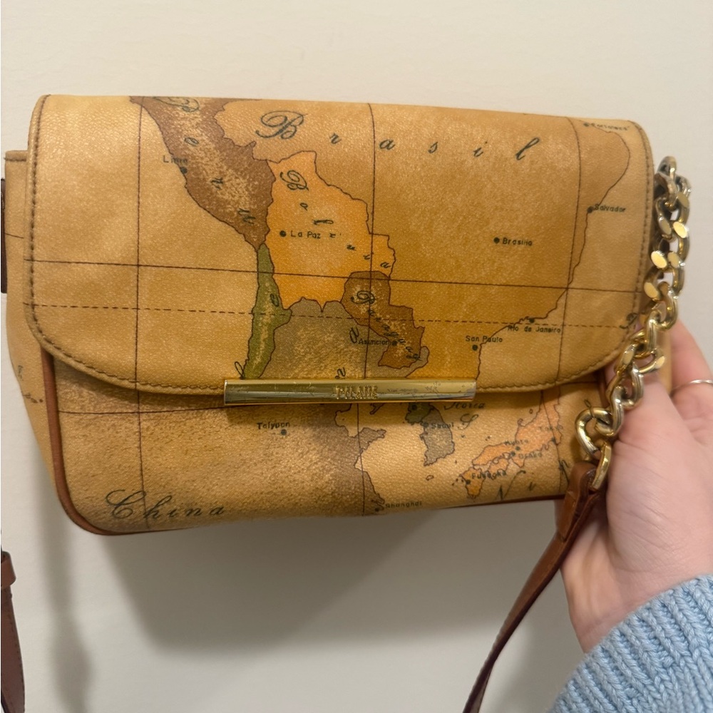 Vintage Map Print Crossbody Bag